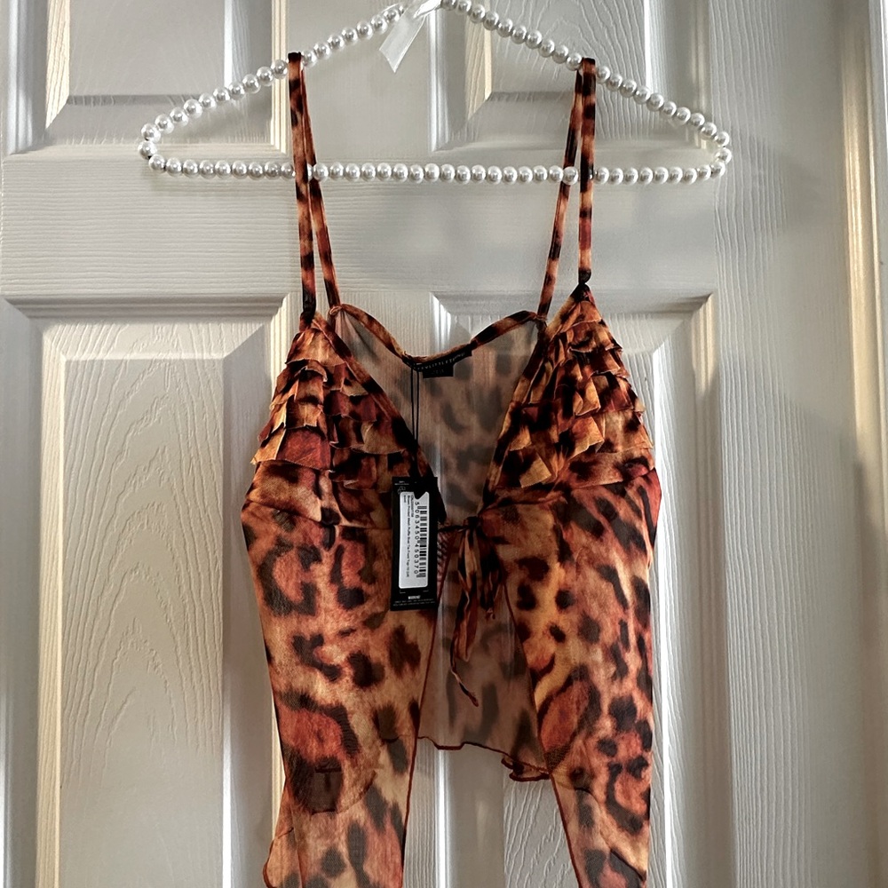 Leopard Print Sheer top and skirt set